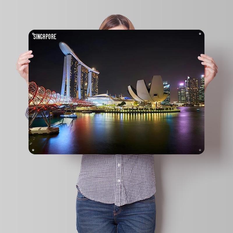 Retro Gaming At - Affiche rétro du paysage de Singapour