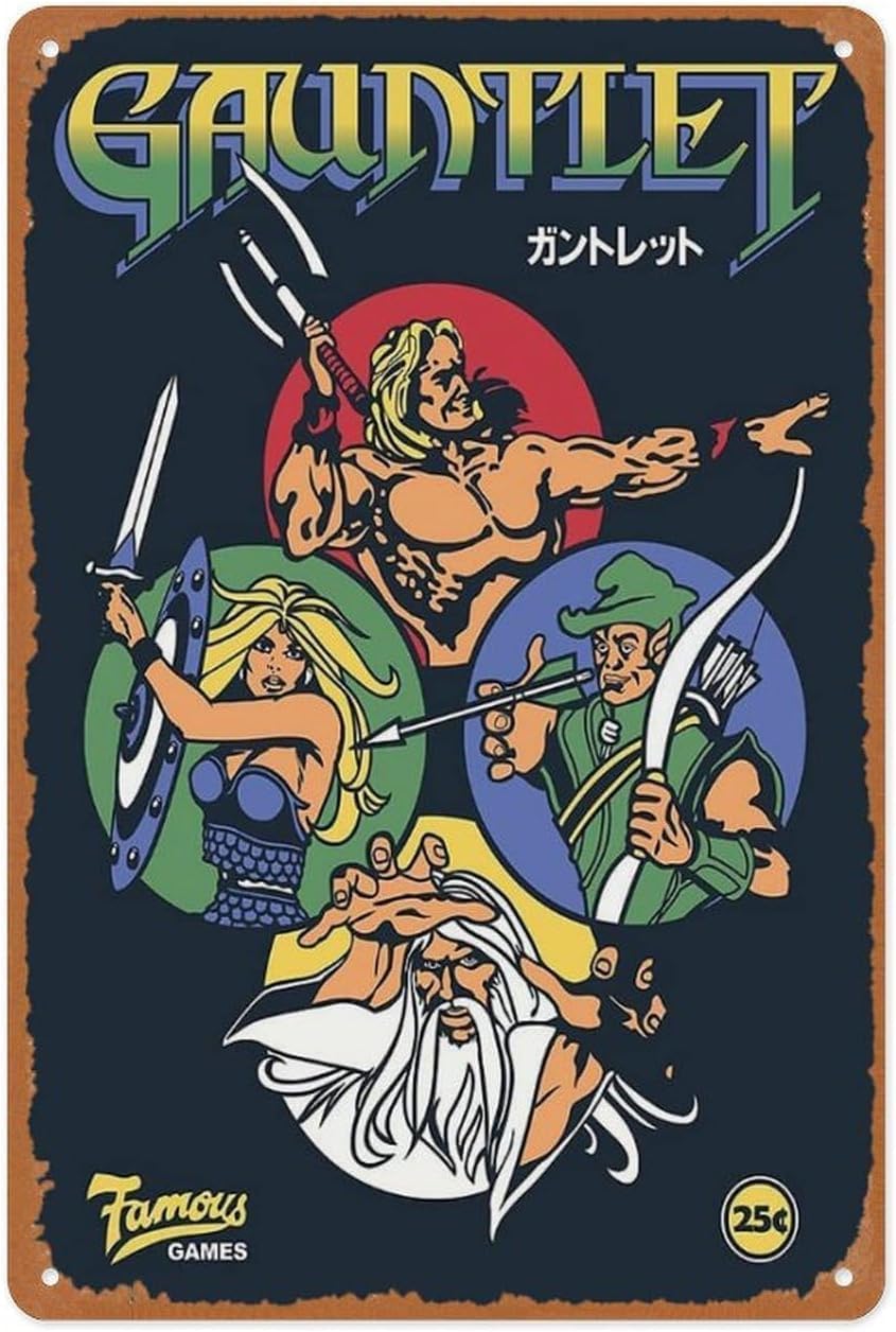 Retro Gaming Jeux - Panneau métallique rétro pour jeux vidéo