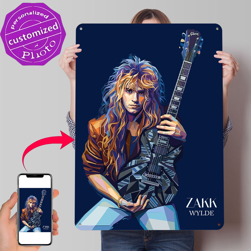 Retro Gaming At Home - Affiche Métallique Personnalisée Zakk Wylde Art