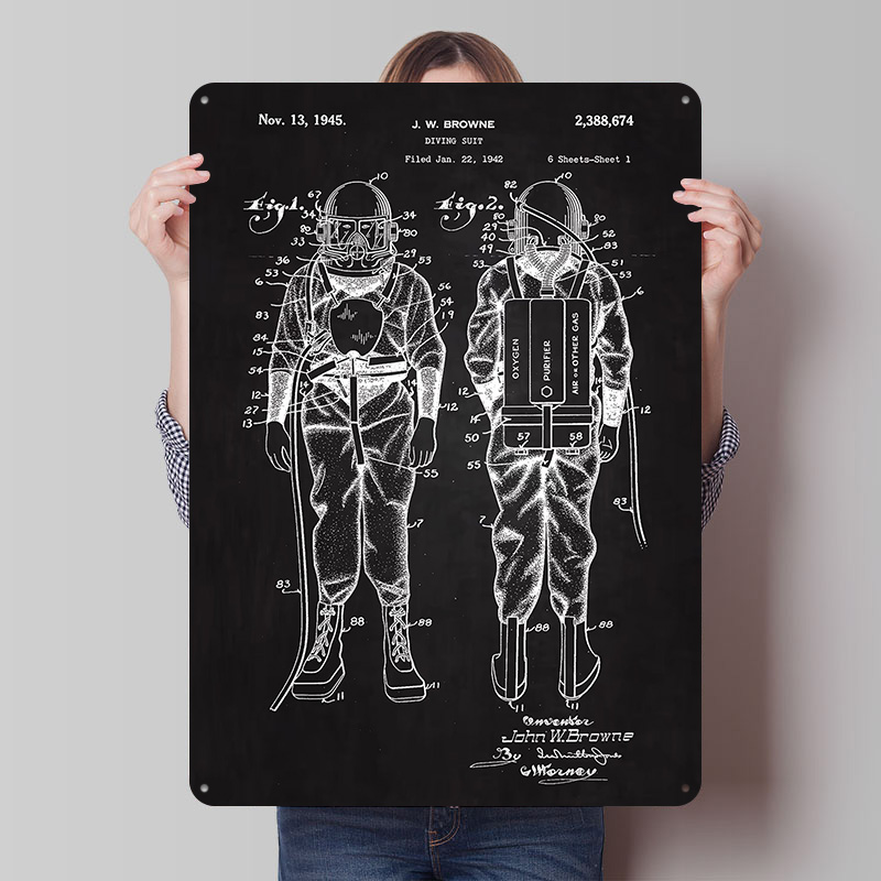 Retro Gaming At - Affiche métallique brevetée Combinaison de plongée