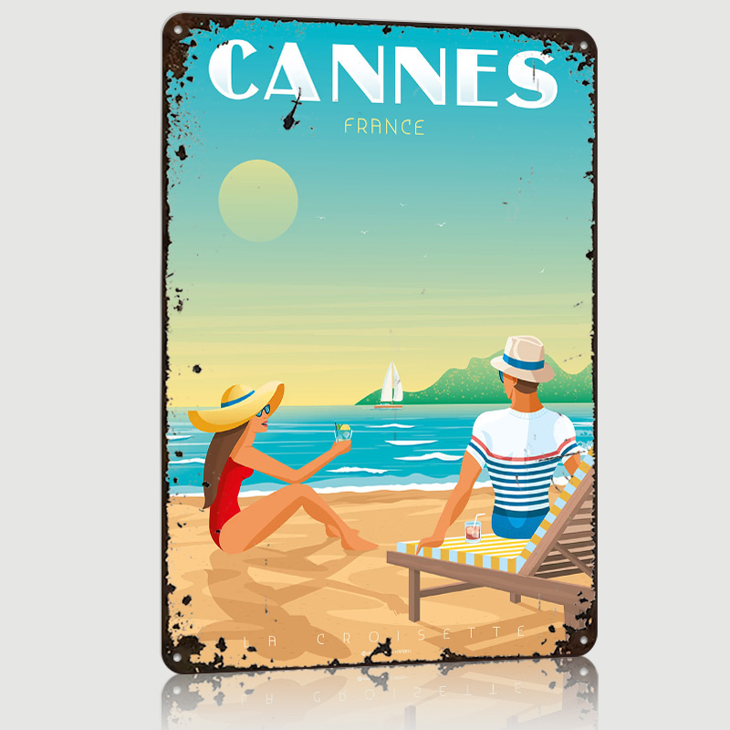 Retro Gaming France - Plaque Métallique Vintage Personnalisée Cannes France,