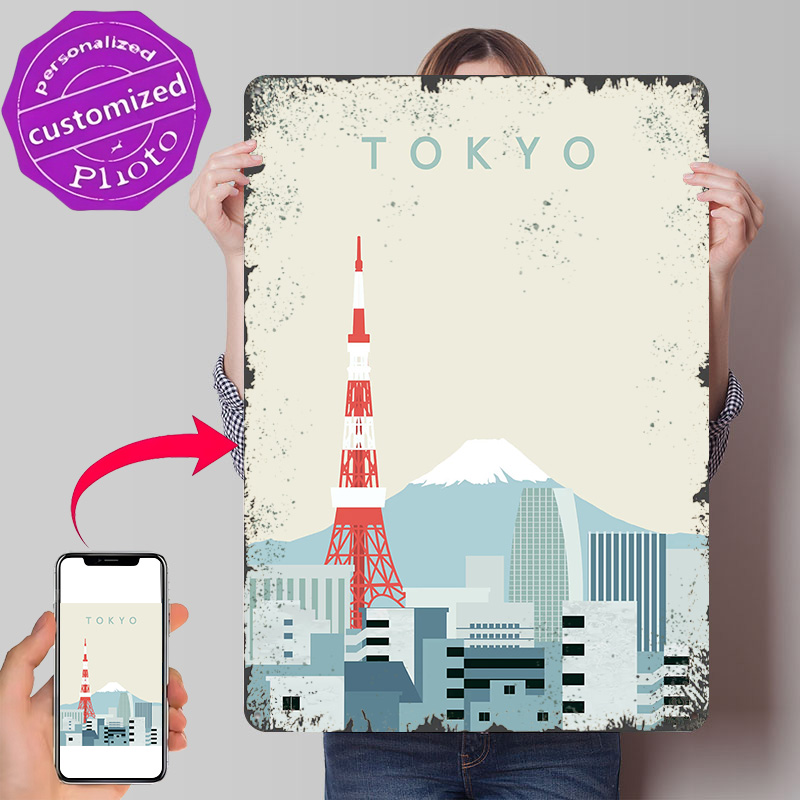 Retro Gaming At - Affiche de Tokyo rétro, panneaux métalliques