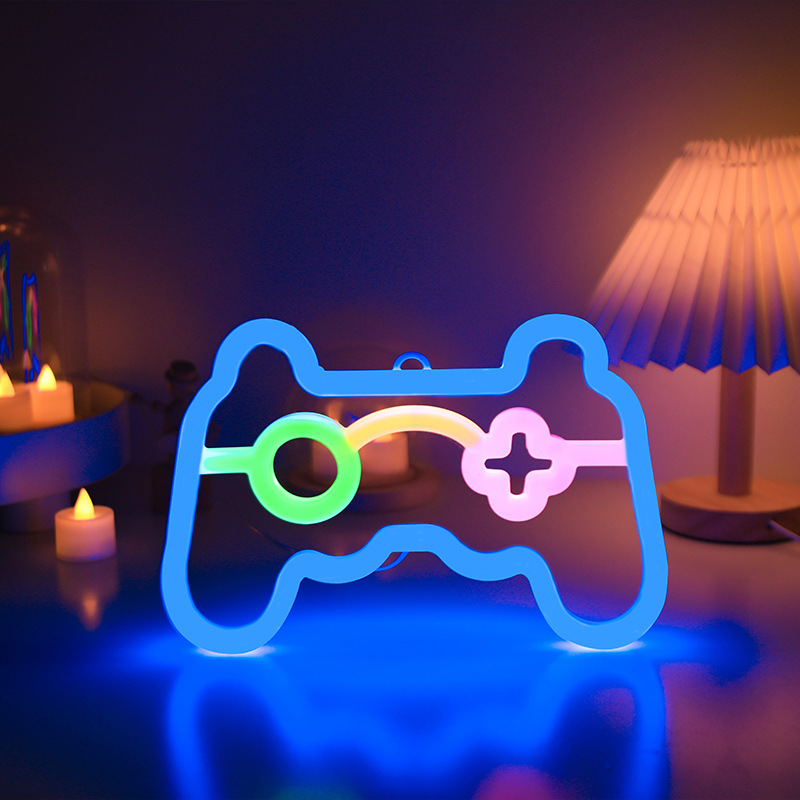 Retro Gaming Projector - Enseigne au néon Gamer, contrôleur de