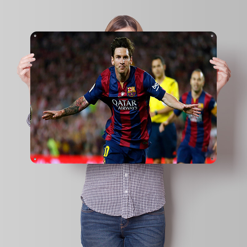 Retro Gaming At - Affiche imprimée de football Lionel Messi,