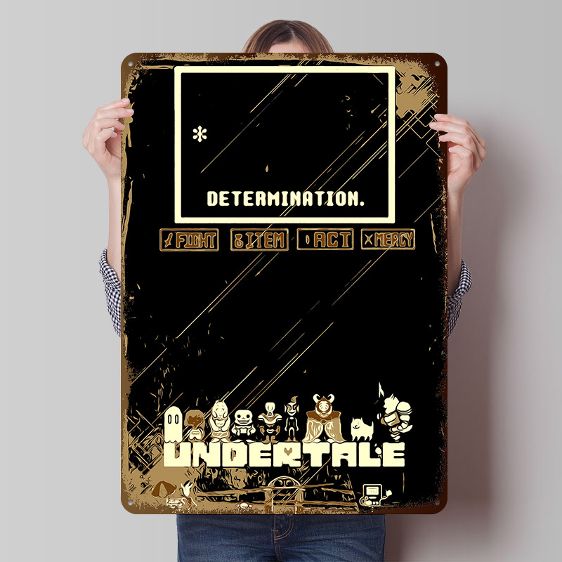 Retro Gaming At - Affiche métallique Undertale, art mural personnalisé,