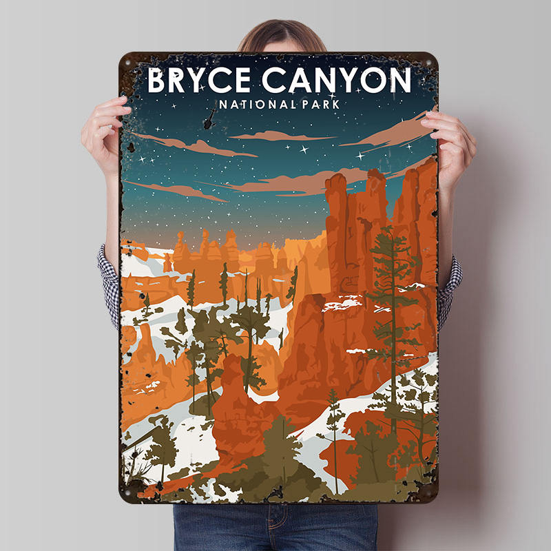 Retro Gaming At - Affiche imprimée Bryce Canyon At Night,