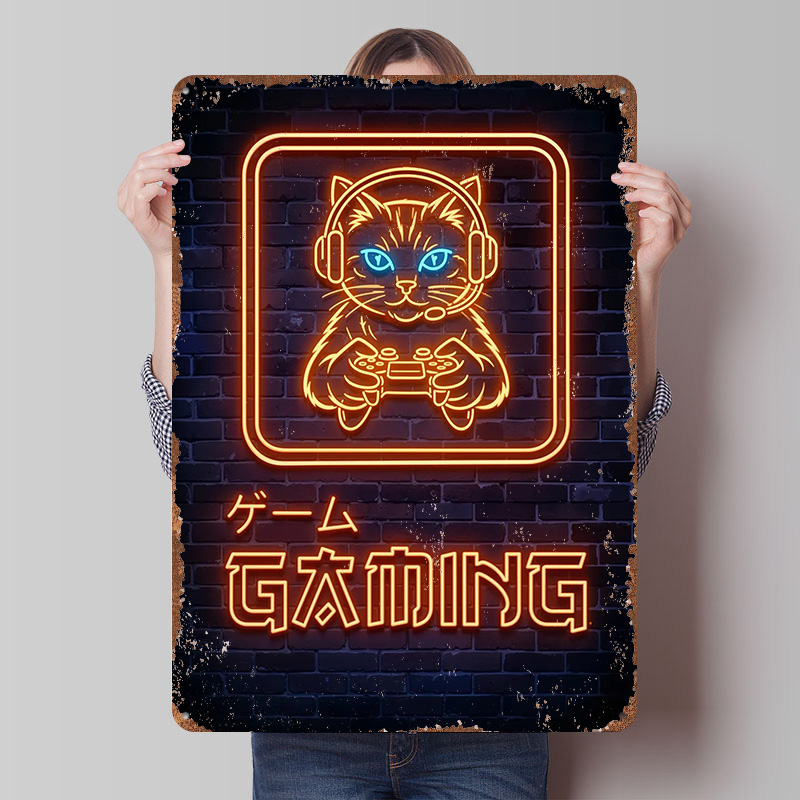 Affiche imprimée chat gamer né - Retro Gaming At avis et prix