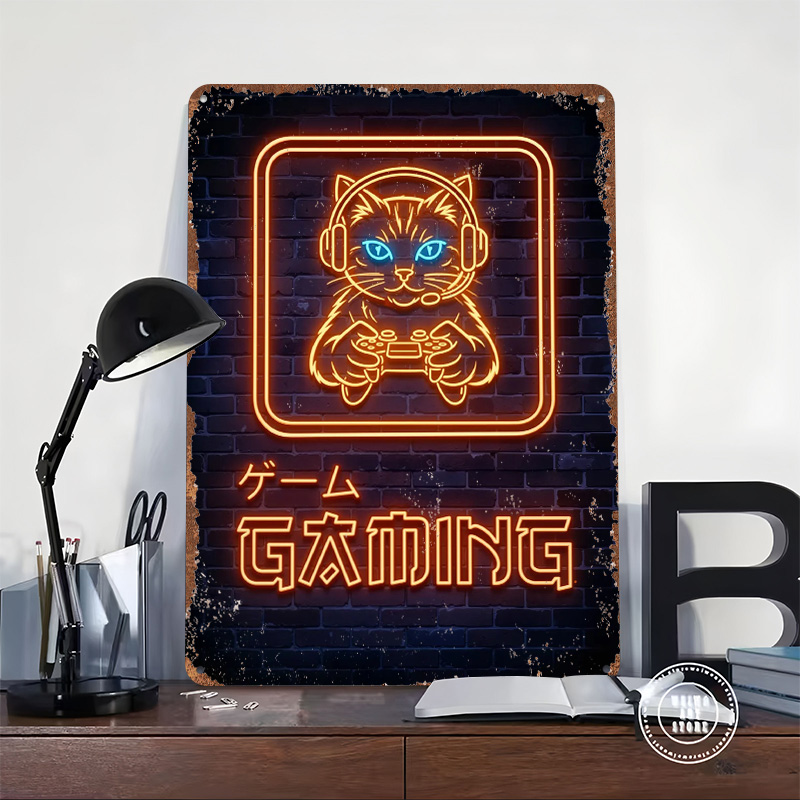 Affiche imprimée chat gamer né - Retro Gaming At avis et prix