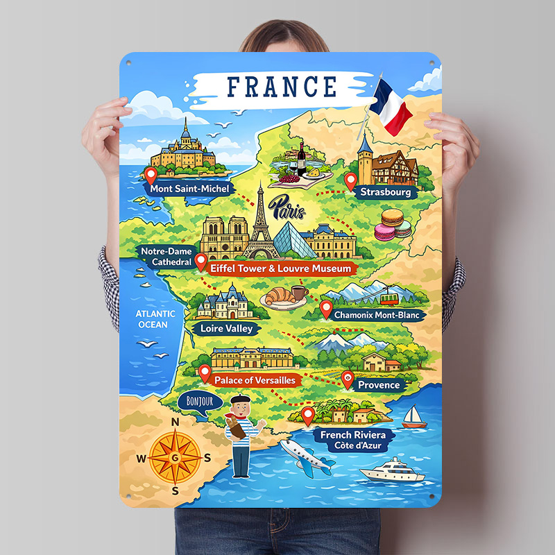 Affiche métallique de carte de - Retro Gaming France avis et prix