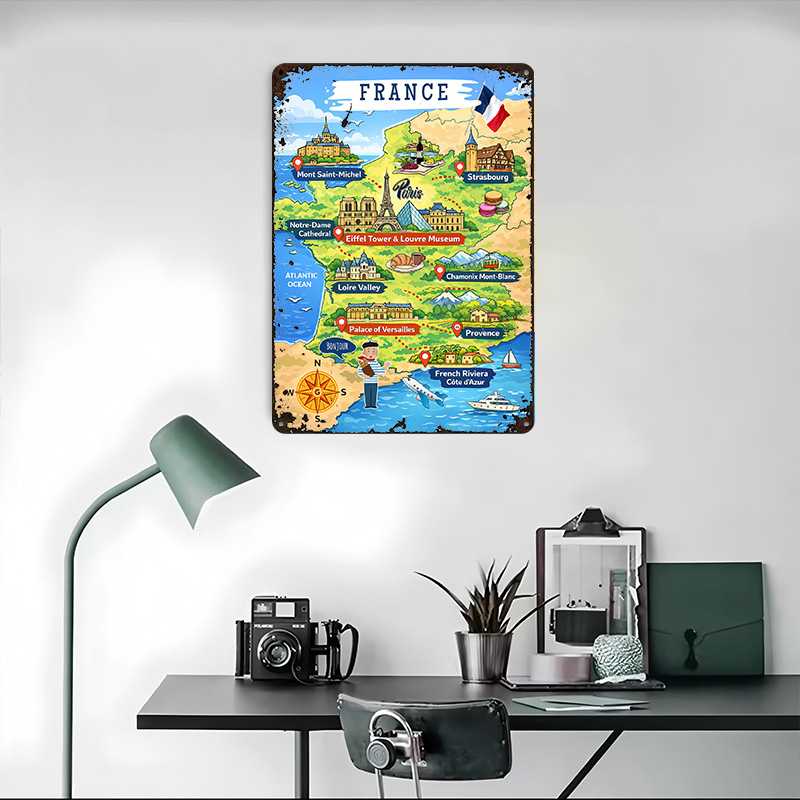 Affiche métallique de carte de - Retro Gaming France avis et prix