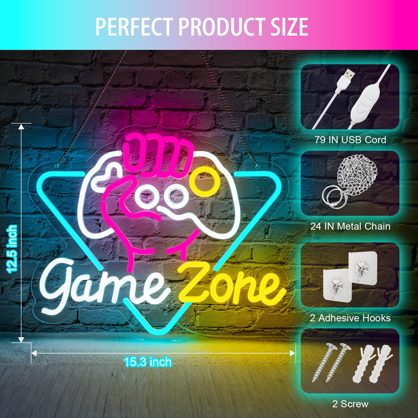 Game Zome Neon Sign LED Wall D - Retro Gaming Projector avis et prix